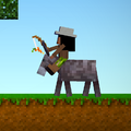 Blockhead riding a donkey